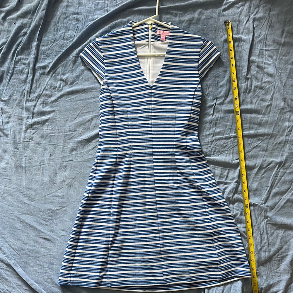 Lilly Pulitzer Striped Blue and White Women's Dress cap sleeve
